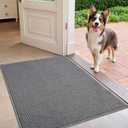 Color&Geometry Large Double Door Mat, 24"x48" Front Door Rug Indoor Entrance Non Slip, Dirt Trapper Absorbent Entry Doormat Washable 2x4, Grey (Rolled-up NO Creases)