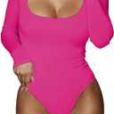 BelleLovin Women's Square Neck Long Sleeve T-shirt Basic Bodysuit Jumpsuits XS