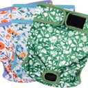 Paw Legend Washable Reusable Female Dog Period Diapers for Heat Doggie Puppy Diapers for Female Dogs (3 Pack,X-Small) (X-Small (8"-11.5" Waist), Floral Print)