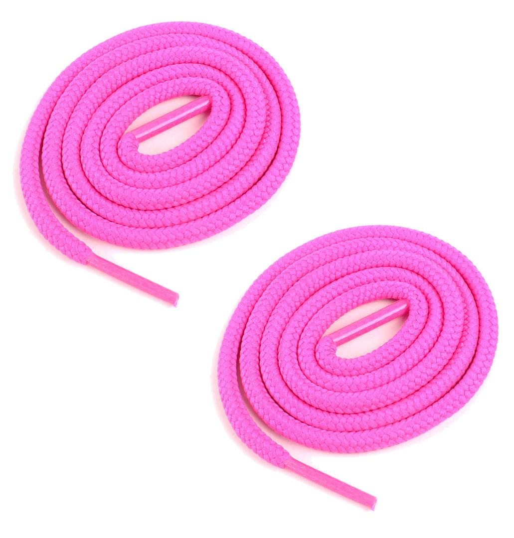 BCB Wear Round Shoelaces 3/16" Thick Solid Colors for All Shoe Types Several Lengths (Hot Pink-27)