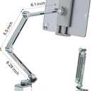 OMOTON Tablet Stand for iPad with 360 Rotation, GH03 Aluminum Alloy Long Arm Phone Mount with 2 Plastic Clamps (Phone & Tablet), Adjustable Holder for 4-13" iPad Pro/iPhone, Grey