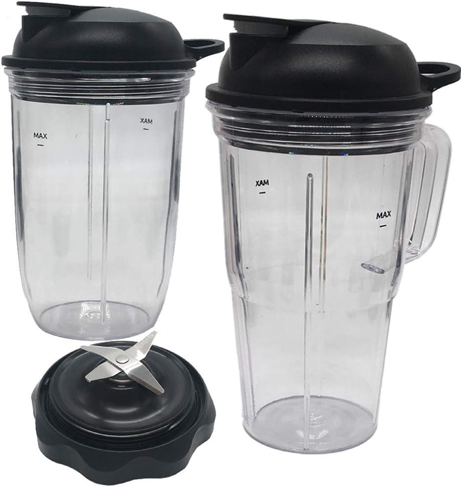 Replacement Combo Easy Twist Extractor Blade with18oz,24oz handle cup with to go lid, Compatible with NutriBullet Blender Combo/PRO 1000/ Select Blender (5, 1*18oz cup+1*24oz handle cup+2*lid+1*blade)