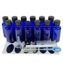 Bioll 30ml (1 oz) glass bottle. Essential oil bottle with lid. For Perfume, Aromatherapy, Lab Refillable Sample Vials - 12 Pack (Blue)