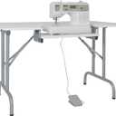 Sew Ready Folding Multipurpose Sewing Table - 47.5" W x 28" D Foldable White Hobby and Sewing Machine Table with Adjustable Shelf - Can Also Be Used as Computer Desk