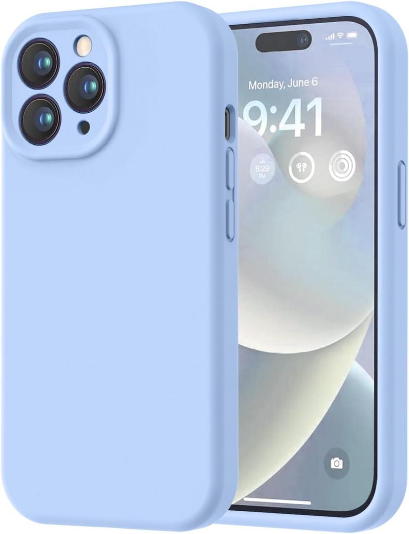 LOVE 3000 Designed for iPhone 14 Pro Max Case, Premium Silicone with [Soft Anti-Scratch Microfiber Lining] Shockproof Protective Phone Case for Men Women Girls 6.7", Light Blue