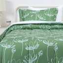 Amazon Basics Lightweight Microfiber Comforter Set, 5-Piece, Bed-in-A-Bag, Twin/Twin XL, Green Floral