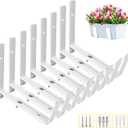 LukLoy Window Planter Box Brackets, 8 Pack Adjustable Heavy Duty Wall Mount Window Flower Boxes Outdoor with Bracket (6 to 12 in), with 70lbs Capacity, White