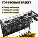 SOYEEZE Fishing Rod Holders for Garage,Fishing Gear Holder for Fishing Rod Tackle Box StorageFishing Pole Holders for 12 Rods with Hooks and Pegboard,Fishing Cart with Reel Rack