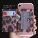 2 x CheapSunday ID Card Holder for Back of Phone Leather Phone Wallet Stick On with Stand Flip Waterproof Leather Adhesive Wallet for Most Cellphones (Leopard Small)