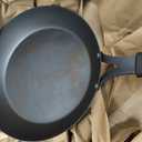 OXO Obsidian 10" Carbon Steel Frying Pan, Pre-Seasoned Skillet, Builds Natural Nonstick with Use, Induction Ready, Oven Safe, Removable Silicone Handle