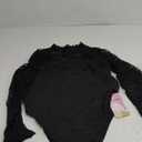 WDIRARA Women's Floral Lace Mock Neck Long Sleeve Mesh Sheer Skinny Bodysuit (Large, Black)