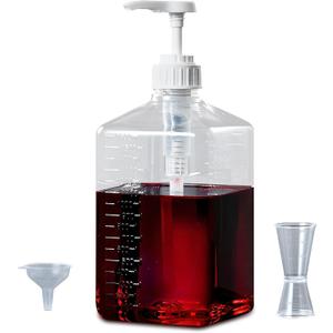 Large Capacity Syrup Dispenser for Coffee Bar, Pump Dispenser 54oz 1600ml PET Syrup Bottle w Measuring Cup and Funnel, Dispenser Bottle w Upgraded Pump