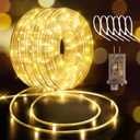 Hezbjiti LED Rope Lights 197FT Waterproof Rope Light 600 LED Flexible Tube Lights Plug in with 8 Modes for Garden Patio Bedroom Party Indoor Outdoor Decorations