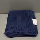 RESARE Waffle Bathroom Runner Rugs, Super Absorbent Bath Mat Non Slip Washable Quick Dry, Upgraded Ultra Soft Boho Bath Rugs with Tassels for Hallway Bedroom Laundry Room, 2'x4'(24"x48"), Navy