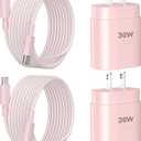 Phone 16 15 Charger Fast Charging,30W Type C Chargers USB C Charge Block with 2 Pack 10FT USB C Cable Nylon Braided for Phones 16/16 Plus/16 Pro/16 Pro Max/Phone 15/15 Pro Max/Pad Pro/AirPods,Pink