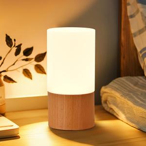 Small LED Wood Table Lamp, Bedroom Bedside Night Light, Dimmable Led Lighting, Creative Home Decor Unique House Natural Beech warmging Gift