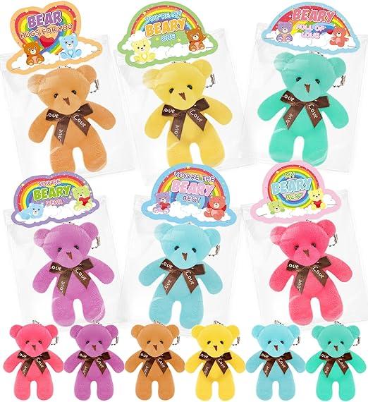 Toidgy Valentines Day Cards for Kids Classroom, 24 Packs Valentines Gifts Bulk with Stuffed Bear Plush Toys Keychain, Valentines Party Favors, Ideal Exchange Gift and School Prizes for Boys Girls