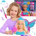 Barbie Dreamtopia Mermaid Styling Head, 22 pieces, Kids Toys for Ages 3 Up by Just Play