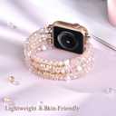MOFREE Beaded Bracelet Compatible for Apple Watch Band 38mm/40mm/41mm/42mm(Series 10) Women,Fashion Handmade Beads Elastic Stretch Strap for iWatch Series 10/9/8/7/SE/6/5/4/3/2/5 (Pink)