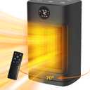 Portable Space Heater for Indoor Use 1500W Personal Ceramic Heater with 3 Heat Settings ECO Mode Overheat Protection Remote Control Small Heater for Room Office Black