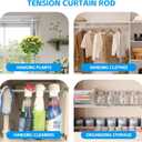 2 Pack Tension Curtain Rod 15.7-28 Inch, Small Short Adjustable Extendable Spring Loaded Rods for Windows Cabinet Blinds Closet Bedroom Kitchen Bathroom Door No Drilling, Silver