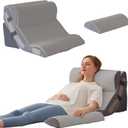Ahpmeoa 4PCS Wedge Pillow Set for After Surgery, Back Pillow for Bed Sitting up, 10-in-1 Foam Wedge Pillow for Acid Reflux & Back Pain Relief, Post Surgery Pillow for GERD & Snoring, Grey