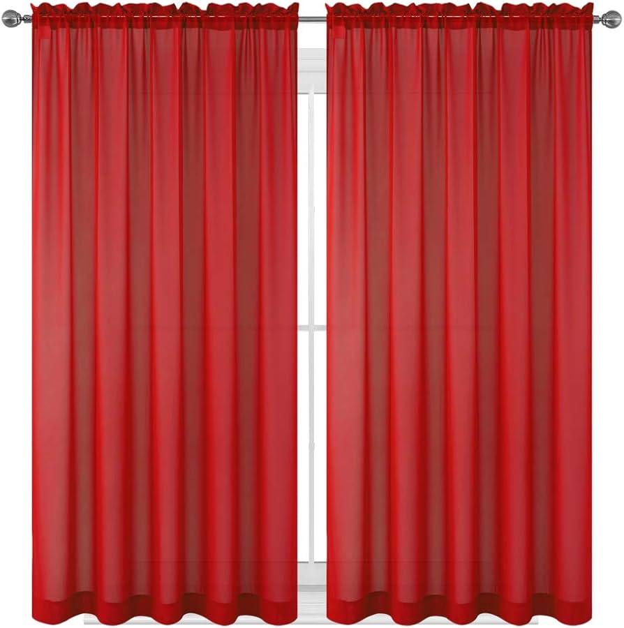 Red Curtains, 58 × 220 Inch, 6 Pcs