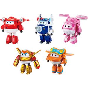 Super Wings 5-Pack, Jett, Paul, Dizzy, Golden Boy & Sunny Transforming Action Figures Toy Planes for Preschool Kids 3-5 Years