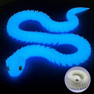 3D Printed Animals-Snake Viper,3D Printed Snake Toys Articulated Snake 3D Printed Animals Animal Model Ornaments Creative Funny Toy Festival Gift for Friends (Luminous Blue, 24Inch)