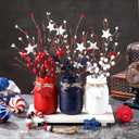 Karenhi 13 Pcs 4th of July Mason Jar Table Decor, Patriotic Centerpieces for Tables with Artificial Flowers and Garland, Independence Day Centerpiece for Home Kitchen Indoor Decor