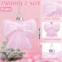 12 Pcs Pink Bow Ornament for Christmas Tree 3D Coquette Bow Hanging Ornaments 2.8 x 3.1 Inches Pink Glitter Hanging Decorations with Rope for Xmas Tree Coquette Bachelorette Party Decor
