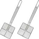 Wire Mesh Strainer with Long Handle |2 Pack| 6.5" Square Frying Spoon | Stainless Steel | Cooking Oil Strainer for Deep Fryer & Professional Restaurant Use | Commercial Grease Skimmer