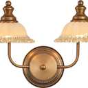 Vintage Vanity Lighs 2 Light Vanity Lighting Fixtures (Brass Glass)