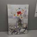 Blue Beach Bouquet Canvas Wall Art Ocean Stone Painting White Flowers Blooming Wall Canvas Print Canvas Wall Art Prints Poster Photo Picture Painting Posters Room Decor Home Decorative 16x24inch(40x60 (Frame-style)