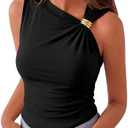 BTFBM Summer Going Out Tops for Women 2026 Asymmetrical Sleeveless Y2k Tank Top Date Night Outfits Fashion Clothing Size S