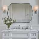 ANDY STAR Chrome Bathroom Mirror, 30x40 Inch Large Polished Chrome Mirror, Rectangle Mirror for Bathroom with Unique Wavy Design Ideal for Home Decor, Rust-Proof Stainless Steel 1 Frame