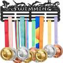 SUPERDANT Swimming Medal Holder Display Hanger Rack Sports Metal Wall Mount Ribbon Award Holder Display Rack Swim Race Medal Hanging Organizer Gifts for Kids Athletes Swimmer 15.75x6in