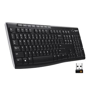Logitech K270 Wireless Keyboard for Windows, 2.4 GHz Wireless, Full-Size, Number Pad, 8 Multimedia Keys,, Compatible with PC, Laptop, Black