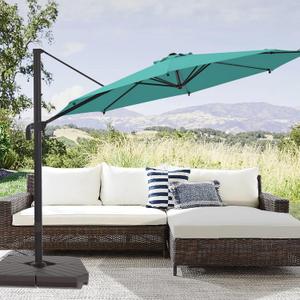 LE CONTE LYON 10 ft. Cantilever Umbrella with 360 Degree Rotation | Outdoor Aluminum Offset Patio Umbrella Market Hanging Umbrellas | Solution Dyed Fabric, 5-level Tilting and Cross Base (Aruba Blue)
