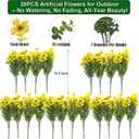 Grunyia 20 Bundles Artificial Flowers for Outdoors, UV Resistant Fake Plants Flowers Greenery Shrubs Plants for Decoration Outside Plants Hanging Planter Home Garden Decor (Yellow)