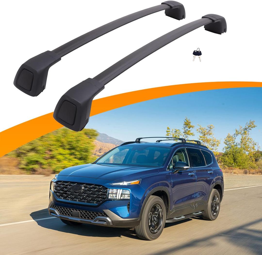 Upgraded Crossbar Fit for Hyundai Santa Fe 2019-2023 Anti-Theft Roof Rack Rail Cross Bars for Luggage Kayak Ski Bike Snowboard Skiboard Cargo Carrier 165lbs Capacity