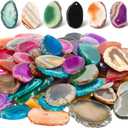 Nuenen 50 Pcs Polished Agate Slices Bulk Light Table Slices Crystals Healing Crystals Geode Stones Irregular Agate Pendants Gemstones for DIY Jewelry Making Home Decor (Large)