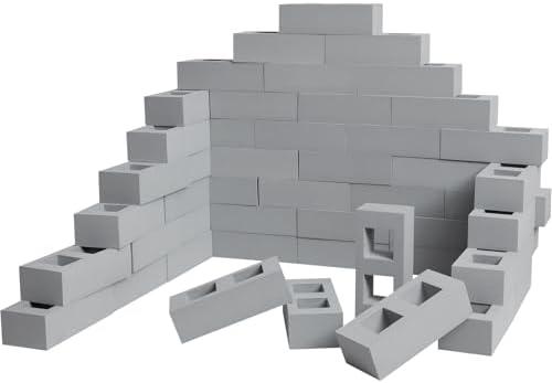 Deekin 12 Pcs Foam Brick Building Blocks for Kids Thick Blocks Foam Large Fake Brick Construction Toy for Stacking Construction, 8 x 4 x 2.4 in (Square Holes)