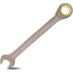 Meccion Combination Wrench 23mm Metric Open End Ratcheting Wrench - Industrial Grade Gear Spanner with Grey Nickle Plated