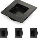 HOMOTEK 4 Pack 2-3/4 Inch Square Recessed Sliding Closet Door Finger Pulls, Diameter 2-3/8 Inch(60mm) Stainless Steel Flush Handles for Pocket Door, Bypass Barn Drawer Pulls(Black)