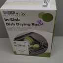 Over the Sink Expandable Dish Drainer Drying Rack In Stainless Steel for Small Kitchen, Counter Space Saving Modern Compact Metal Above Plate Dryer Strainer, Adjustable Hanging Inside Drain Holder (Silver)