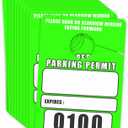 Parking Permit Hang Tags Blank Temporary Pass (Pack of 100) Car Vehicle Parking Management Green 3.30 x 4.75 inches (0001 to 0100) Numbered