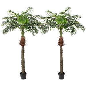 YEPDIN 2 PCS Fake Palm Tree 7 FT,Tall Artificial Palm Trees for Outdoor Indoor Decor,Faux Phoenix Palm Plants for Outside Patio Pool Coastal Home Office Living Room