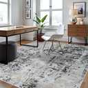 8x10 Area Rugs for Living Room Rug Washable: Abstract Large Rug for Dining Room Bedroom Carpet Non Slip 8 by 10 Indoor Modern Nursery Home Office Black Grey Gold