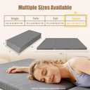 Tri-Folding Mattress, 3 Inch Portable Folding Mattress Topper with a Collapsible and Washable Cover, Portable Floor Bed for Travel, Fold Up Guest Bed, Camping and Yoga (Queen, Gray)